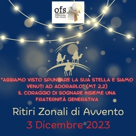 3.12.2023 La locandina dell'incontro zonale di Avvento 2023